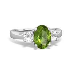 Peridot Three Stone Oval Trellis 14K White Gold ring R4024