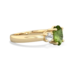 Peridot Three Stone Oval Trellis 14K Yellow Gold ring R4024