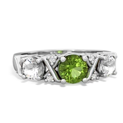 Peridot Hugs And Kisses 14K White Gold ring R5016