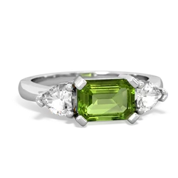 Peridot Three Stone 14K White Gold ring R5235