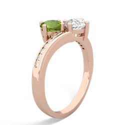 Peridot Channel Set Two Stone 14K Rose Gold ring R5303