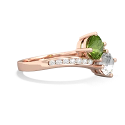 Peridot Channel Set Two Stone 14K Rose Gold ring R5303