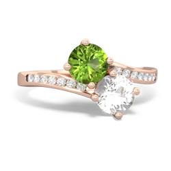 Peridot Channel Set Two Stone 14K Rose Gold ring R5303