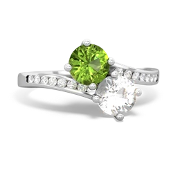 Peridot Channel Set Two Stone 14K White Gold ring R5303