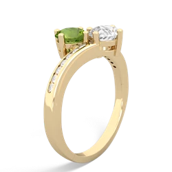 Peridot Channel Set Two Stone 14K Yellow Gold ring R5303