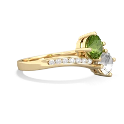 Peridot Channel Set Two Stone 14K Yellow Gold ring R5303