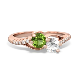 Peridot Infinity Pave Two Stone 14K Rose Gold ring R5285