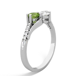 Peridot Infinity Pave Two Stone 14K White Gold ring R5285