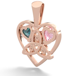 Lab Pink Sapphire Celtic Trinity Heart 14K Rose Gold pendant P5331