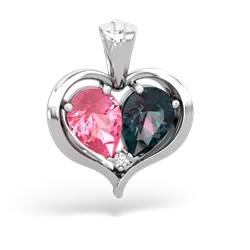 Lab Pink Sapphire Two Become One 14K White Gold pendant P5330