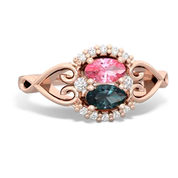 Lab Pink Sapphire Love Nest 14K Rose Gold ring R5860