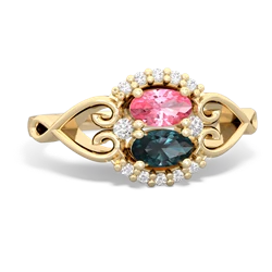 Lab Pink Sapphire Love Nest 14K Yellow Gold ring R5860