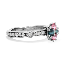 Lab Pink Sapphire Sparkling Tiara Cluster 14K White Gold ring R26293RD