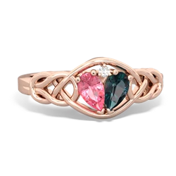 Lab Pink Sapphire Celtic Love Knot 14K Rose Gold ring R5420