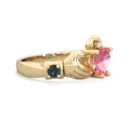 Lab Pink Sapphire Claddagh Keepsake 14K Yellow Gold ring R5245