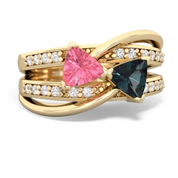 Lab Pink Sapphire Bowtie 14K Yellow Gold ring R2360