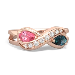 Lab Pink Sapphire Diamond Infinity 14K Rose Gold ring R5390