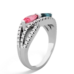 Lab Pink Sapphire Diamond Rivers 14K White Gold ring R3070