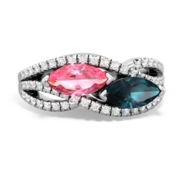 Lab Pink Sapphire Diamond Rivers 14K White Gold ring R3070