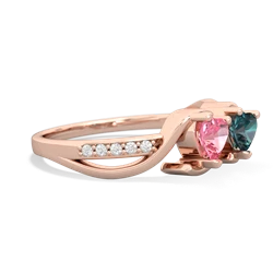 Lab Pink Sapphire Side By Side 14K Rose Gold ring R3090