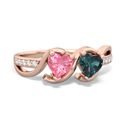 Lab Pink Sapphire Side By Side 14K Rose Gold ring R3090