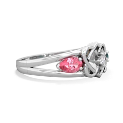 Lab Pink Sapphire Hearts Intertwined 14K White Gold ring R5880