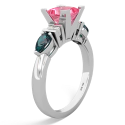 Lab Pink Sapphire 6Mm Princess Eternal Embrace Engagement 14K White Gold ring C2002