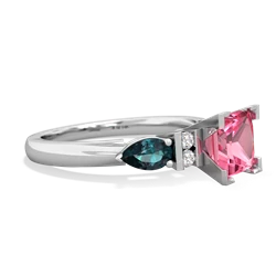 Lab Pink Sapphire 6Mm Princess Eternal Embrace Engagement 14K White Gold ring C2002