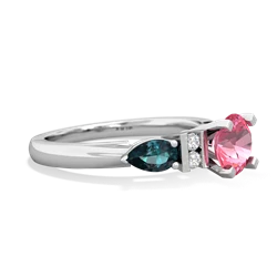 Lab Pink Sapphire 6Mm Round Eternal Embrace Engagement 14K White Gold ring R2005