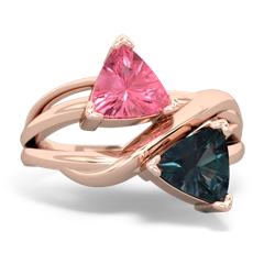 Lab Pink Sapphire Split Band Swirl 14K Rose Gold ring R2341