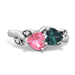 Lab Pink Sapphire Floral Elegance 14K White Gold ring R5790