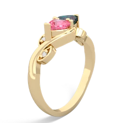 Lab Pink Sapphire Floral Elegance 14K Yellow Gold ring R5790