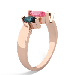 Lab Pink Sapphire Three Peeks 14K Rose Gold ring R2433