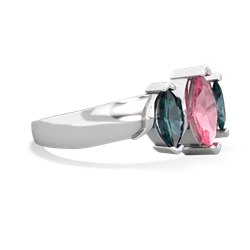 Lab Pink Sapphire Three Peeks 14K White Gold ring R2433