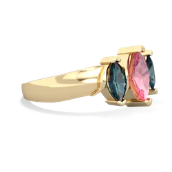 Lab Pink Sapphire Three Peeks 14K Yellow Gold ring R2433