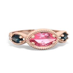 Lab Pink Sapphire Milgrain Marquise 14K Rose Gold ring R5700