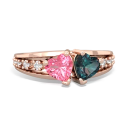 Lab Pink Sapphire Heart To Heart 14K Rose Gold ring R3342