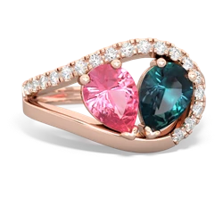 Lab Pink Sapphire Nestled Heart Keepsake 14K Rose Gold ring R5650