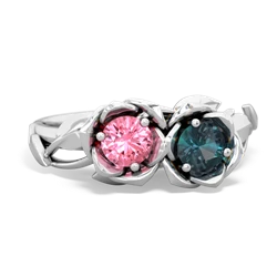 Lab Pink Sapphire Rose Garden 14K White Gold ring R5510