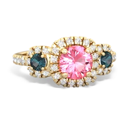 Lab Pink Sapphire Regal Halo 14K Yellow Gold ring R5350