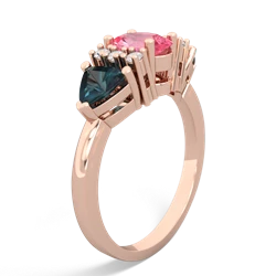 Lab Pink Sapphire Antique Style Three Stone 14K Rose Gold ring R2186