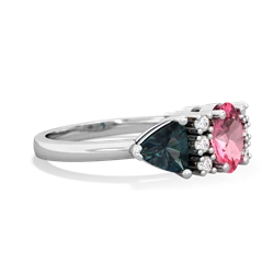 Lab Pink Sapphire Antique Style Three Stone 14K White Gold ring R2186