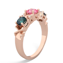 Lab Pink Sapphire Hugs And Kisses 14K Rose Gold ring R5016