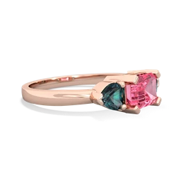 Lab Pink Sapphire Three Stone 14K Rose Gold ring R5235