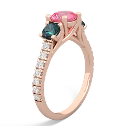 Lab Pink Sapphire Pave Trellis 14K Rose Gold ring R5500