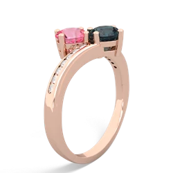 Lab Pink Sapphire Channel Set Two Stone 14K Rose Gold ring R5303