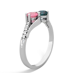 Lab Pink Sapphire Infinity Pave Two Stone 14K White Gold ring R5285