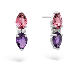 Lab Pink Sapphire Bowtie Drop 14K White Gold earrings E0865
