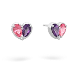 Lab Pink Sapphire 'Our Heart' 14K White Gold earrings E5072