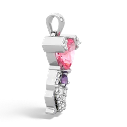 Lab Pink Sapphire Puppy Love 14K White Gold pendant P5800